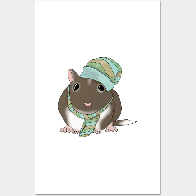 Brown Gerbil winter hat and scarf Wall Art by Becky-Marie